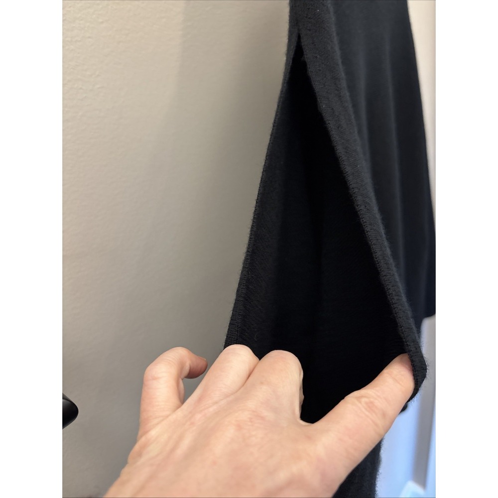 Eileen Fisher Merino Wool Black Scoop Neck M/L ?Pullover Sweater Cut Out Sleeve - Picture 6 of 14